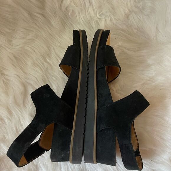 Natural Soul Kaila black faux suede wedge sandals with Velcro straps size 10M - Picture 3 of 9